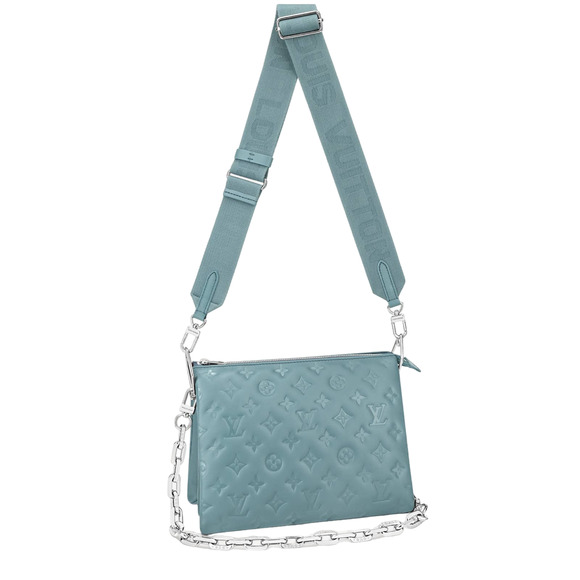 Louis Vuitton Coussin PM Blue Glacier Silver Chain Strap Shoulder Crossbody Bag - Picture 1 of 12